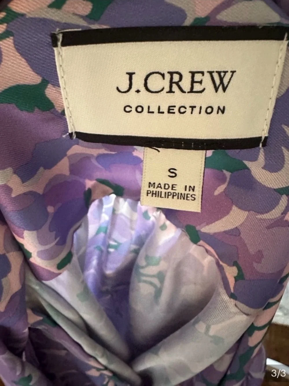 J. Crew Lavender Floral Bow-Tie Neck Blouse